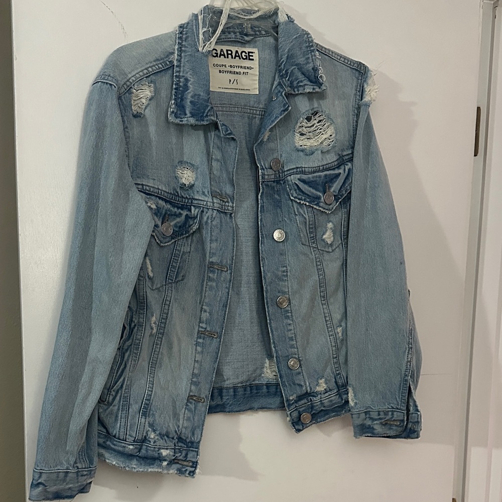 Garage Light Blue Ripped Denim Jacket